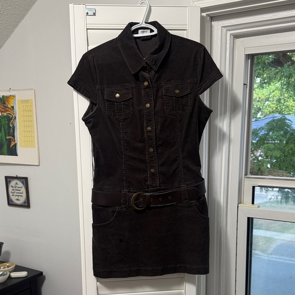 Brown Corduroy Mini Dress
